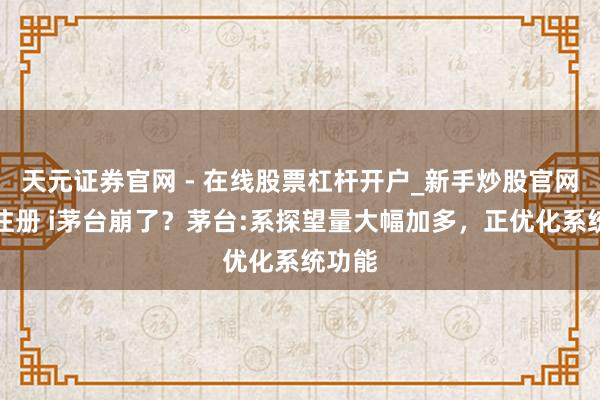 天元证券官网 - 在线股票杠杆开户_新手炒股官网配资注册 i茅台崩了？茅台:系探望量大幅加多，正优化系统功能